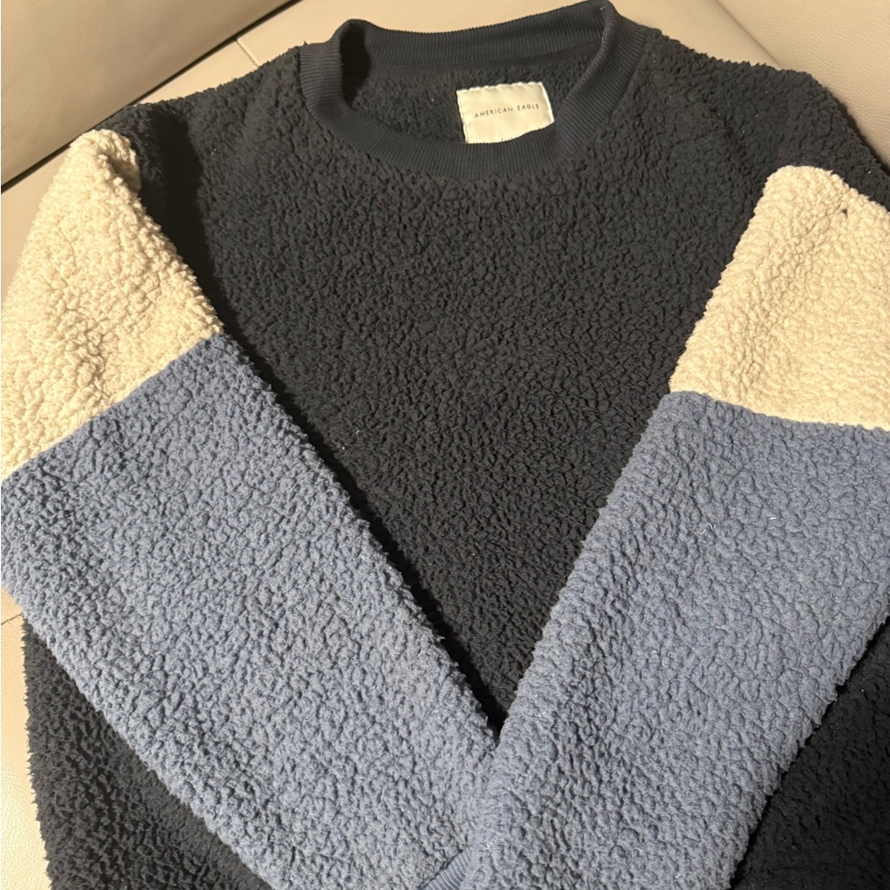 American Eagle Outfitters Women’s Crewneck Sweater - Navy and Light Blue